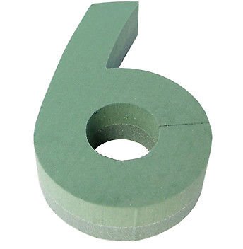Val Spicer Oasis Floral Foam Numbers With Clips 0,1,2,3,4,5,6,7,8,9 Available Funeral Tributes (Number 6)