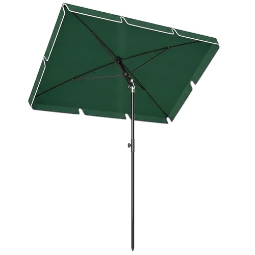 Outsunny Sombrilla de Jardín de Aluminio 2x1,3x2,5 m Parasol de Jardín Rectangular con Función de Inclinación para Terraza Patio Exterior Verde