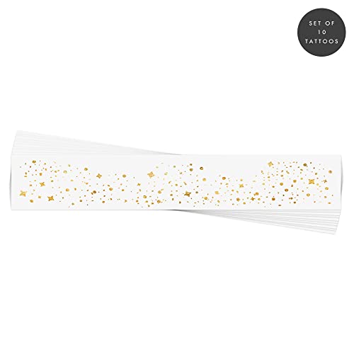 Galactic Gold Face Freckles Set Of 10 Premium Festival Waterproof Temporary Metallic Gold Foil Face Flash Tattoos | Gold Freckles, Gold Star Tattoo, Metallic Tattoo, Face Flash, Face Shimmer, Freckles, Festival Tattoo #TOP2
