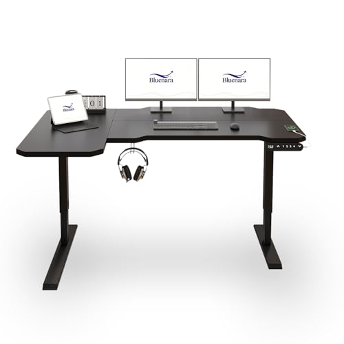 Bluenara Schreibtisch Höhenverstellbar Elektrisch, 150CM L Form Sitz- & Stehpult Schreibtisch mit 4...