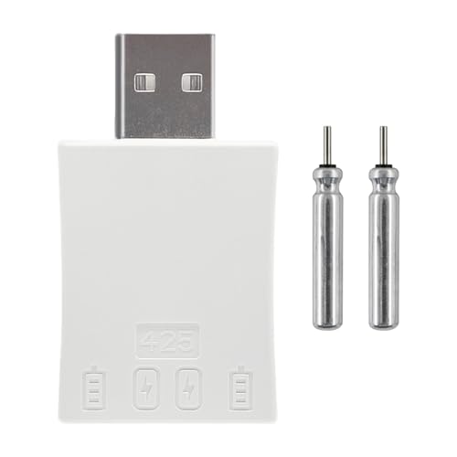 FUFRE Led Posen Angeln Batterie, 2 Stück LIR425 Angelposen Aufladbar Akku mit USB Ladegerät, Wiederaufladbare Angeln Schwimmer Akku, Knicklichter Leuchtpose Angeln Zubehör für Angelalarmglocken Pose