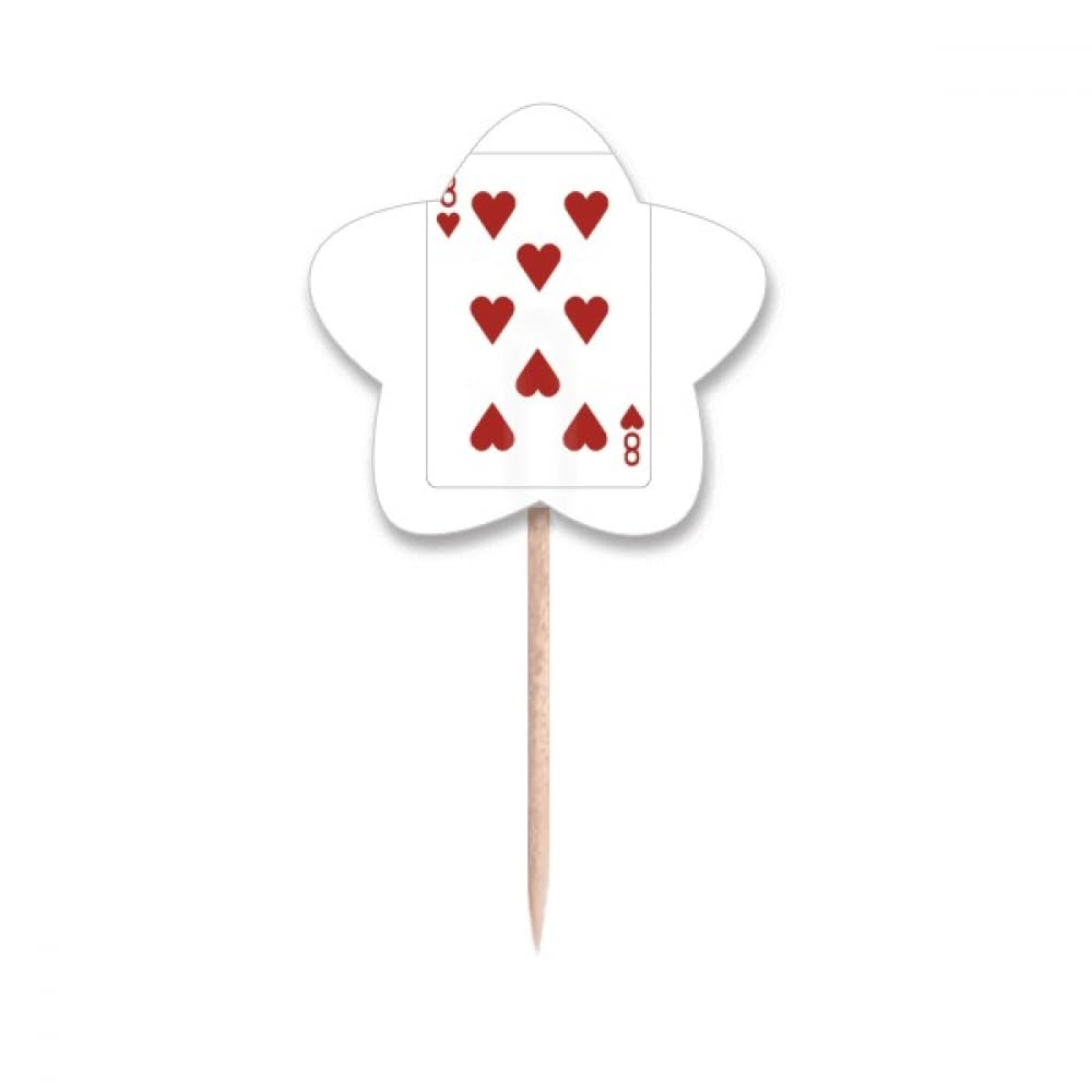 Cure-dents en cœur motif cartes à jouer lot de 8 en bois robuste