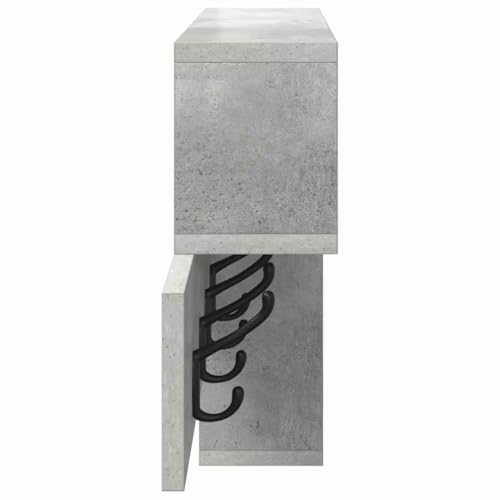 Porte-manteau mural durable en bois gris béton de 100 cm avec crochets robustes et étagère - 7