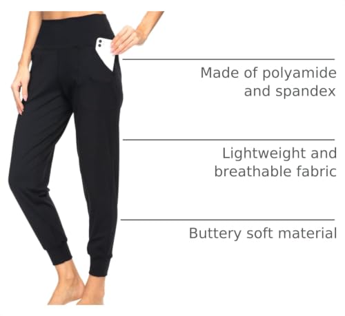 Image of Kcutteyg Women's Joggers with Pockets, High Waisted Jogging Pants for Women Workout Yoga Tapered Soft Pants (Black, Small)