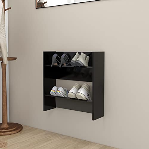 LAPOOH Zapatero, Mueble Zapatero Estrecho, Organizador Zapatos Armario, de pared de aglomerado negro 60x18x60 cm