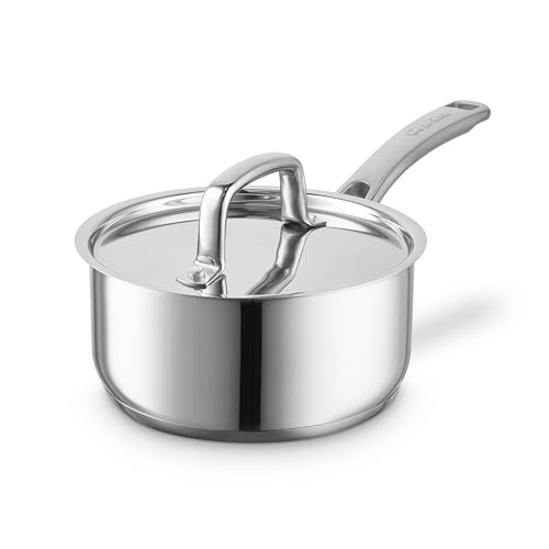 Sur La Table 16cm Saucepan, Riveted Steel Handle and Lid, Induction Compatible, Stainless Steel