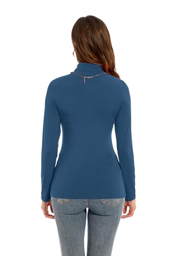 Image of Womens Long Sleeve Turtleneck T-Shirts Casual Lightweight Slim Fit Cozy Base Layer Top