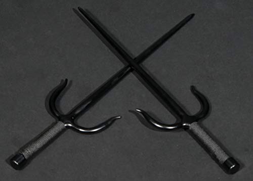 Kamikaze SAI Professional KOBUDO, Solid Wrought Iron, Octagonal, String Grip, Pair (Black String Grip, M (18½