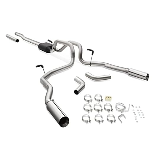 DNA Motoring CBE-UR-001 Dual Exhaust Side Exit/Rear Exit Cat-Back Compatible with 2004-2008 F-150 4.6L 5.4L / 2006-2008 Mark LT 4.6L 5.4L