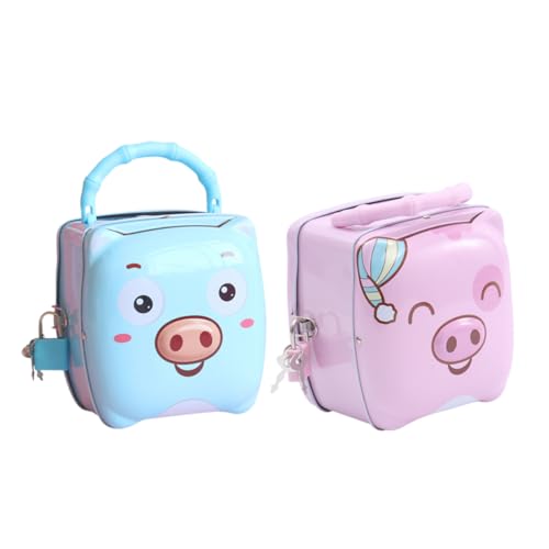 FUNOMOCYA 2Pezzi Salvadanaio Forma Maiale Immagazzinaggio per Monete Adorabili Design Resistente e Capacità