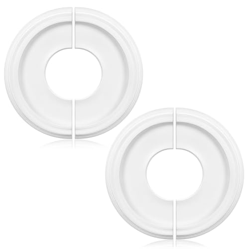 Image of 2pcs Ceiling Medallion for Light Fixtures Chandeliers,White,Elegant | Molded PU Ceiling Decor, Lightweight Decorative Trim, for Ceiling Fan, Chandelier and Indoor Lighting Fixture Home Renovation