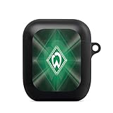 DeinDesign Hülle mit Karabiner kompatibel mit Apple AirPods Case schwarz Schutzhülle mit Schlüsselanhänger SV Werder Bremen Offizielles Lizenzprodukt Wappen