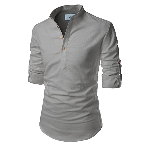 Image of Men's Full Sleeve Beige Color Cotton Blend Spread Slim Fit Shirt Style Kurta for Men and Boys