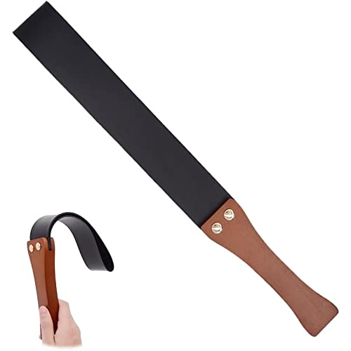 OUBFUUY Paleta de Cuero Mango de Madera Antideslizante, Fusta para Caballos, 19'' Cultivos de Equitación, Negro