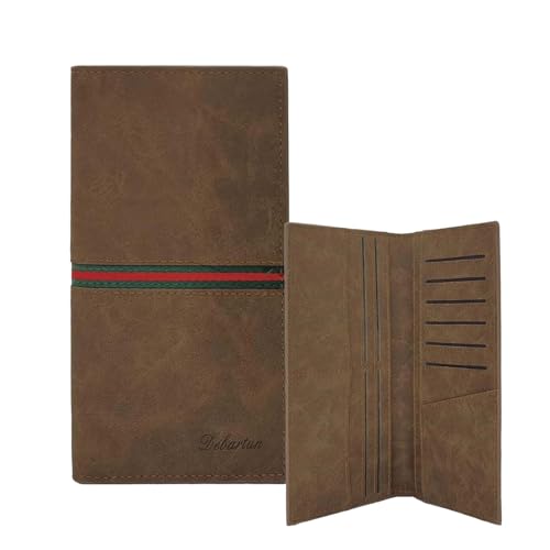 Mens Wallet Long Multiple Slots Credit Card Holder Wallets with 13 Card Slots, Slim Wallets for Men Minimalist Large Credit Card Wallet Man Purse for Organize Various Cards (Casual, Brown)