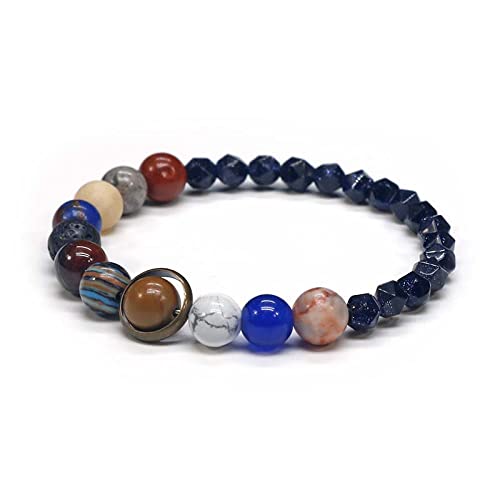 Bracelet pierre naturelle huit planètes univers système solaire femme