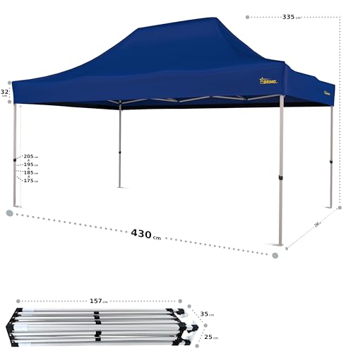 Economic Star Faltpavillon Wasserdicht mit 3 Seitenteile +8 Partyzelt Heringe + Schutzhülse für Rennzelt, UV-Schutz 50+ Pop-Up Marktzelt (3x4,5, Schwarz)