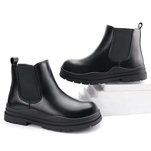 Brooman Kids Chelsea Boots Boys Girls Ankle Boots Zipper Booties (6,Black) #TOP2