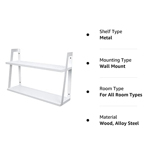 Peter's Goods 2-Tier Modern Rustic Floating Wall Shelves, Modern White - Great As Bathroom Storage Or Decor Shelf Over Toilet, For Bedroom, Kids Room, Nursery, Kitchen, Floating Bookshelves & More #TOP7