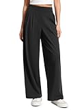 CRZ YOGA Womens Wide Leg Work Pants High Waisted Stretch Casual Business Travel Basic Trousers with Pockets Black 16