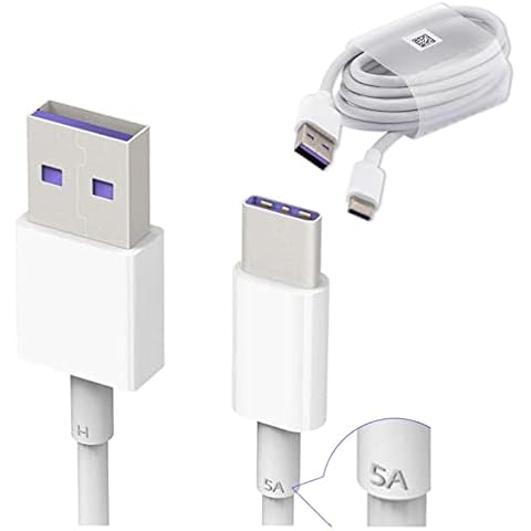 Genuine Official HUAWEI HL1289 5A USB 3.1 Type C Superfast Charging Data Cable for HUAWEI P9/ P9 Plus/ P10/ P10 Plus/Mate 9/ Nova/Nova 2 - White (Bulk Packed, Frustration Free Packaging) Cover
