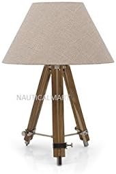 NAUTICALMART Beautiful Chrome Finish Wooden Tripod Table LAMP