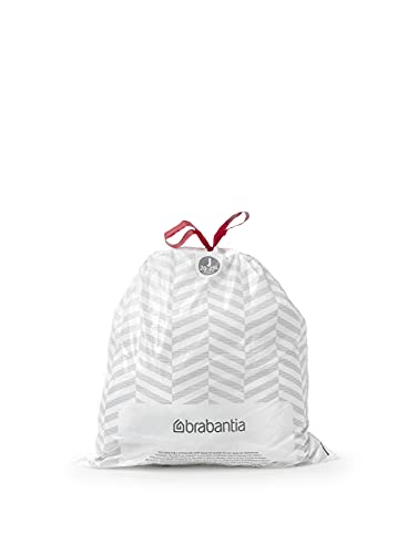 Brabantia PerfectFit Trash Bags (Size J/5.3-6.6 Gal) Thick Plastic Trash Can Liners with Drawstring Handles (40 Bags)