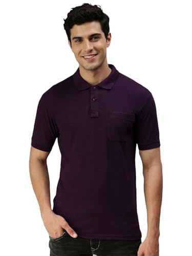 Image of Lux Cozi Men's T-Shirt with Chest Pocket | Polo T-Shirt for Man | Plain Casual Stylish | Half Sleeve| Cotton Blend Collar Polo T-Shirts for Men