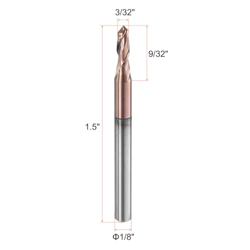 Image of HARFINGTON 5 Pcs Ball Nose End Mill 2 Flute 3 /32 inch Diameter 1 /8 inch Shank Tungsten Carbide AlTiN Coated Spiral CNC Router Bits 9 /32 inch Cutting Length Single End Ball for Carving Engraving Grinding