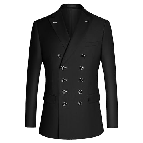 Men's Double Breasted Suit Jacket Button Solid Slim Sports Coats Prom Party Wedding Business Blazers