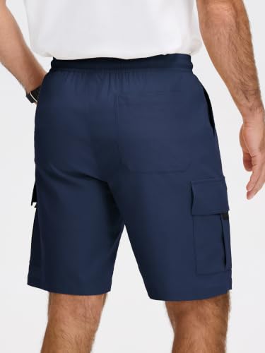 JEMLDL Cargo Shorts for Men Classic Stretch Elastic Waist Drawstring Summer Work Casual Shorts with 5 Pockets Navy Blue XXL — view 2