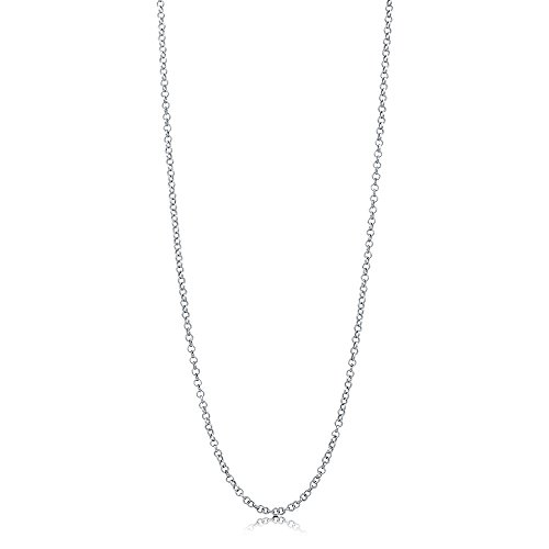 BERRICLE Italian Rhodium Plated Sterling Silver Rolo Fashion Chain Necklace 2mm 20 inch