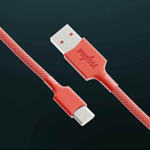 PWNAGE Ultra Custom Coiled Aviator USB C Cable for Gaming Keyboard, Double-Sleeved Mechanical Keyboard Cable with Detachable Metal Aviator, 1.8M USB-A to USB-C, Red Color