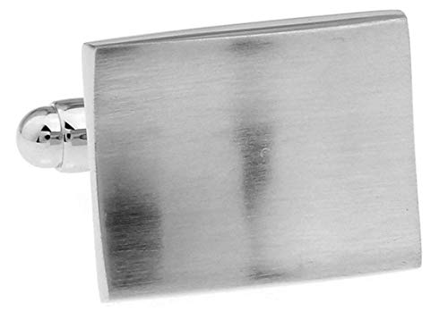 Mancuernillas rectangulares plateadas para hombre KnBoB miniatura 4