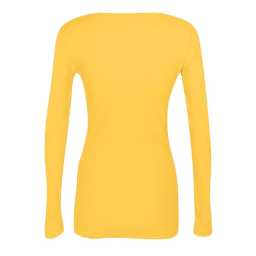 MESSIYO Long Sleeve Shirts for Women Crewneck Fitted Tops Orange - image 5