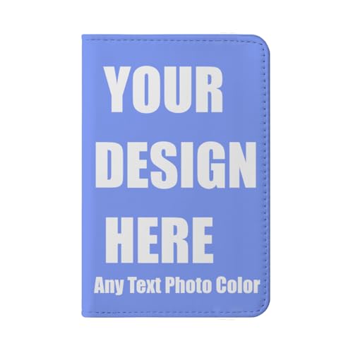 Soporte para Pasaporte Personalizado con Imagen, Cartera de Viaje de Piel sintética Personalizada para viajeros, Funda de Pasaporte Personalizable con Texto/Logotipo, Estilo 01, 5.67'x7.87'（20x14.4cm