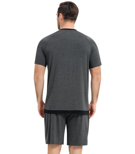 Image of NACHILA Men's Pajama Set, Cooling Bamboo Viscose Short Sleeve Top & Shorts