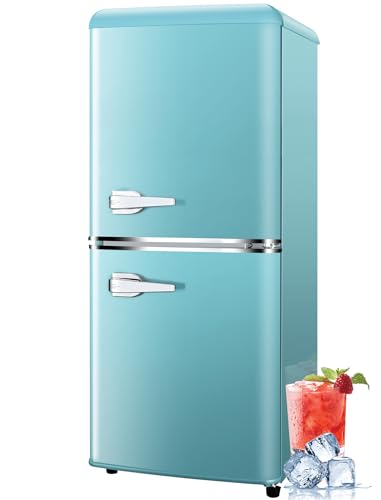 Anypro - Refrigerador retro de 3.8 pies cúbicos con congelador inferior y cajón, refrigerador de 2 puertas con 7 ajustes de temperatura ajustables para recámara, recámara, oficina, departamento, gran