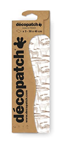 Décopatch C881C - A pocket of 3 paper sheets - Printed patterns, animals - 30x40 cm, x3