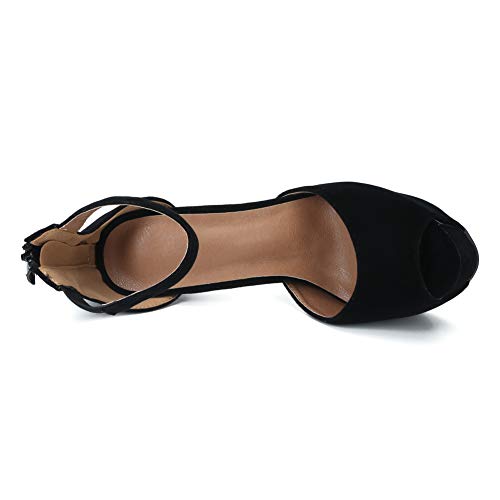 Image of MAIERNISI JESSI Women's Platform High Heel Sandals, Ankle Strap, Peep Toe, Stiletto Heels, Zip