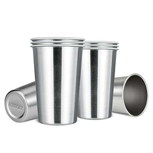 Meway Premium Stainless Steel Cups 16 Oz Pint Cup Tumbler (8 Pack) - Premium Metal Cups - Stackable Durable Cup，Chilling Beer Glasses, For Travel, Outdoor, Camping, Everyday #TOP18