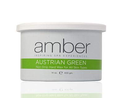 Cera depilatória dura verde austríaca Amber Professional Waxing, lata com aproximadamente 397 g