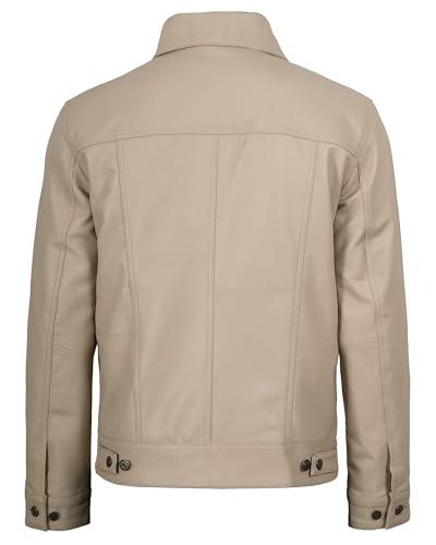 Image of Blingsoul Men's Leather Jacket - Real Full-Grain Lambskin Trucker Jacket for Men