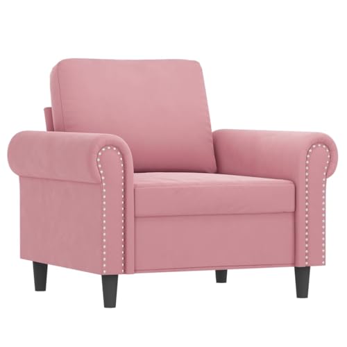 GeenYuu 4-TLG. Sofagarnitur Rosa Samt, Wohnzimmer Möbel Set mit Sessel, 2-Sitzer, 3-Sitzer Sofa, Fußhocker, 10 Kissen, Robustes Metallgestell, bequemes Sitzerlebnis für Zuhause – Bild 4