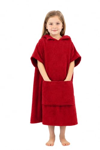 Image of ALLEN & MATE 100% Cotton Kids Hooded Surf Poncho Changing Robe, Quick Absorbent Wearable Swim Towel Boys & Girls, 6-13 Years