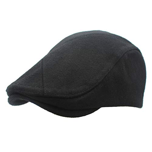 Outfly Sombrero Plano de Pico de Pato Lana Gatsby Boinas Cap Invierno,Negro