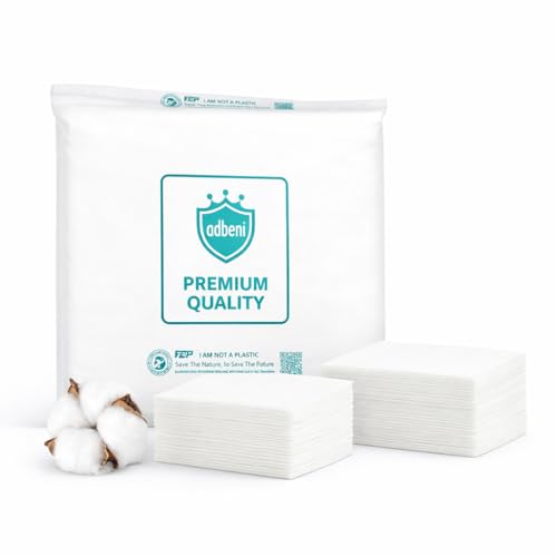 Image of Adbeni Premium Disposable Napkins Towels | Spunlace Cotton | Wet & Dry Use | Soft & Strong Wipes | Lint-Free, Tear-Resistant | For Dining, Salon, Travel & Everyday Cleaning | Pack of 100 | 9x9 Inch