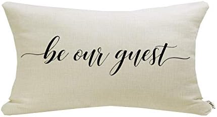 "This Is Our Happy Place" Lumbar Pillow Cover - 12x20 Inch Cotton Linen Decorative Cushion Case For Sofa