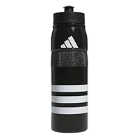 adidas 750 ML (28 oz) Stadium Refillable Plastic Sport Water Bottle, Black/White/Black/Black, One Size