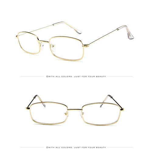 Preisvergleich Produktbild HONGYAN Kleine Rechteckige Sonnenbrille Männer Metallrahmen Klare Linse Sonnenbrille Für Frauen Unisex Uv400